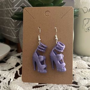 *3 for $20* Light Purple Heeled Bow Barbie Shoe Earrings
